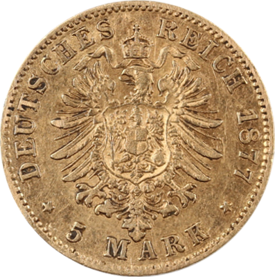 5 Mark König Ludwig II. Bayern Goldmünze | 1877 - 1878