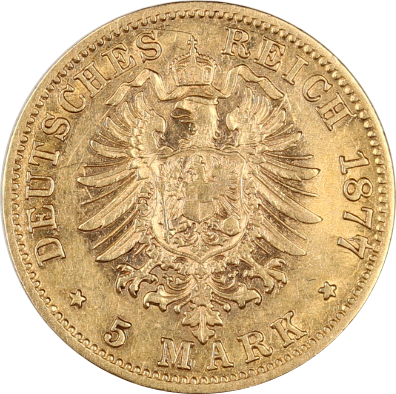 5 Mark König Karl Württemberg Goldmünze | 1877