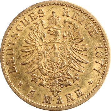 5 Mark Kaiser Wilhelm I. Preußen Goldmünze | 1877 C