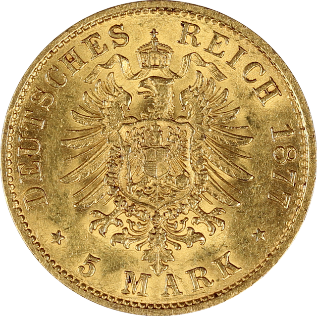 5 Mark Hansestadt Hamburg Goldmünze | 1877