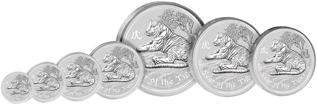 Lunar II Tiger 1 Unze Silbermünze 2010 differenzbesteuert