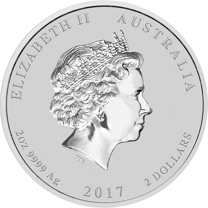 Lunar II Hahn 2 Unzen Silbermünze 2017 differenzbesteuert