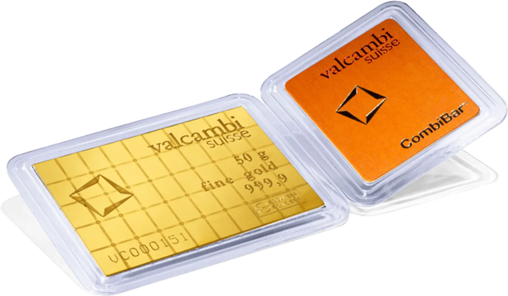 50 x 1g Tafelbarren Valcambi mit Zertifikat