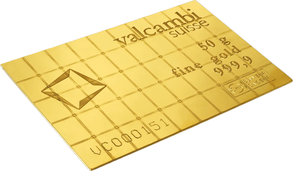 50 x 1g Tafelbarren Valcambi mit Zertifikat