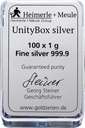 100 x 1g Silberbarren | Heimerle + Meule UnityBox