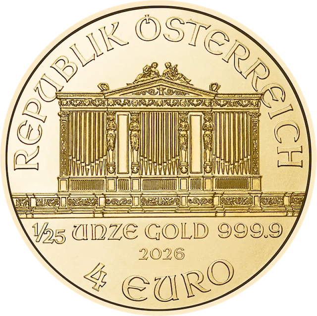 Wiener Philharmoniker 1/25 Unze Goldmünze 2026