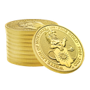 2020_Bullion_Queen's_Beasts_The_White_Lion_of_Mortimer_Gold_1oz_Coin_stack_on_white_(Tube)_-_QBW201G