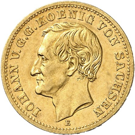 10 Mark König Johann von Sachsen Goldmünze