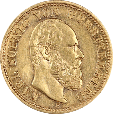 5 Mark König Karl Württemberg Goldmünze | 1877
