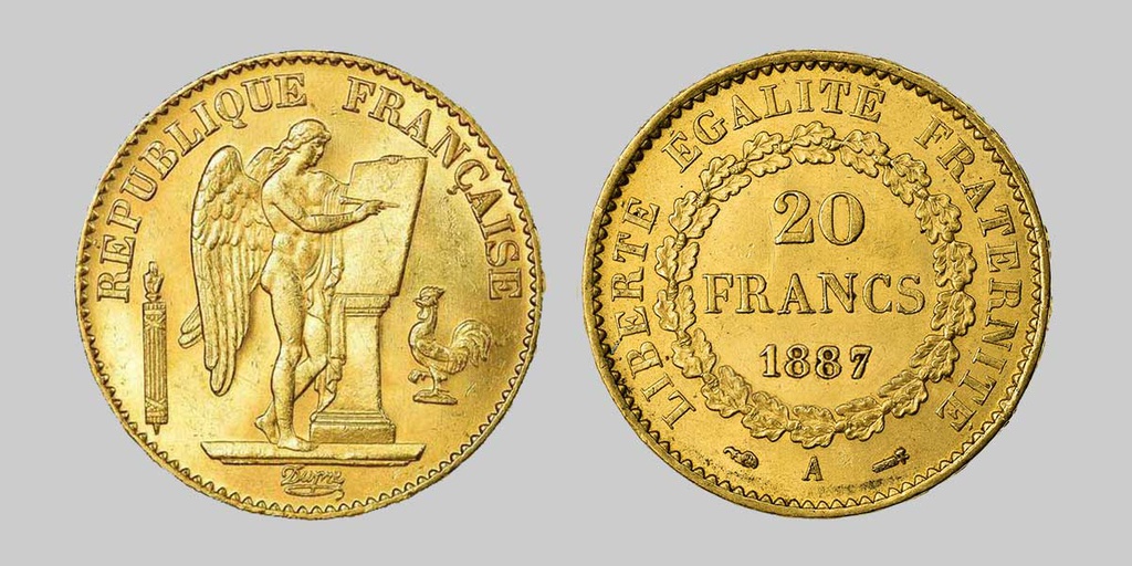 20 Franken Genius - stehender Engel Goldmünze | 1871-1898 | Frankreich