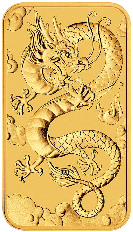 Drache 1 Unze Goldmünze rechteckig 2019