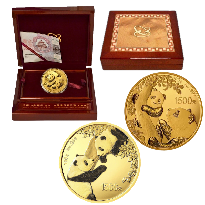 China Panda 100g Goldmünze PP verschiedene Jahre