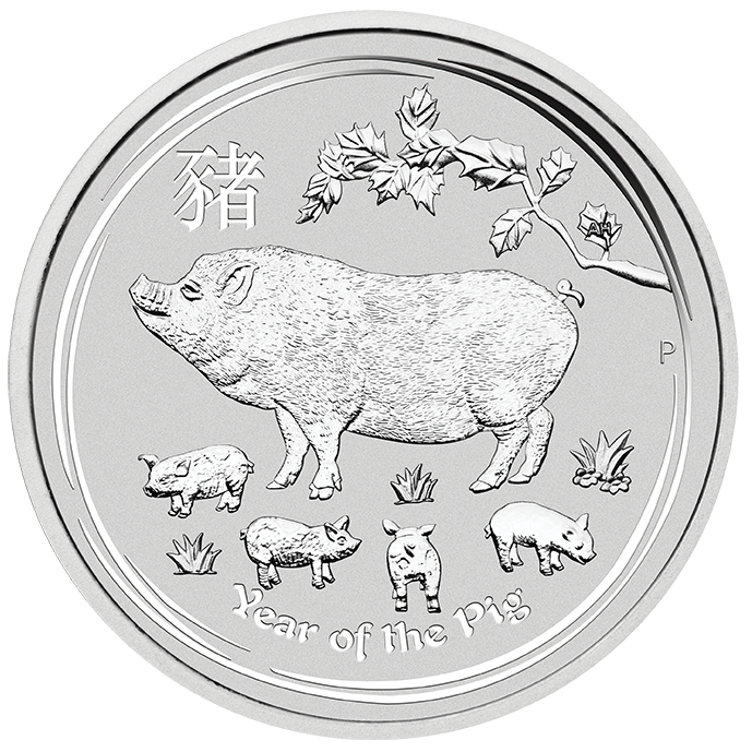 Lunar II Schwein 2 Unzen Silbermünze 2019 | differenzbesteuert