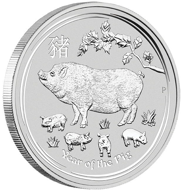 Lunar II Schwein 5 Unzen Silbermünze 2019 | differenzbesteuert