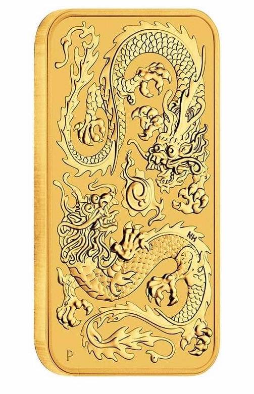 Drache 1 Unze Goldmünze rechteckig 2020