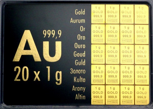 20 x 1g Gold Tafelbarren/CombiBar
