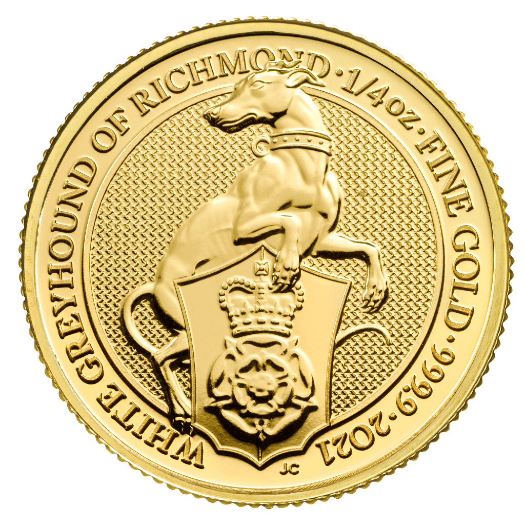 Queen's Beasts White Greyhound of Richmond 1/4 Unze Goldmünze 2021