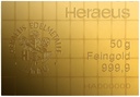 50 x 1g Gold Tafelbarren Heraeus mit Zertifikat