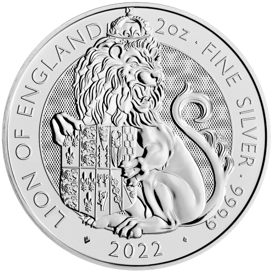 Tudor Beasts Lion of England 2 Unzen Silbermünze 2022 | differenzbesteuert