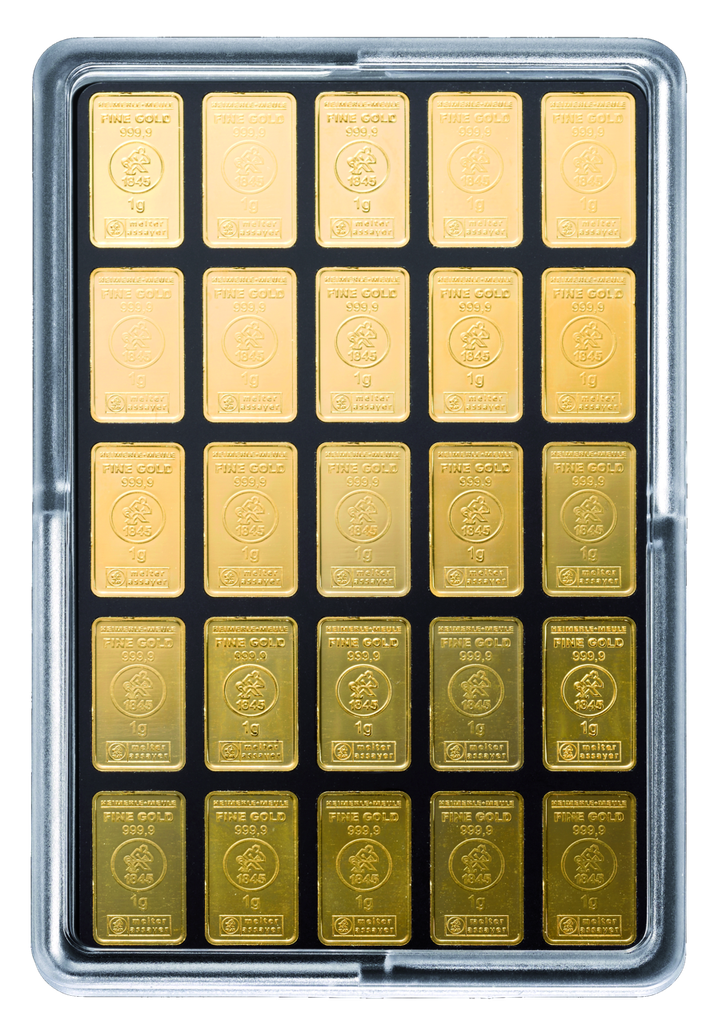 25 x 1 Gramm Goldbarren | Heimerle + Meule UnityBar