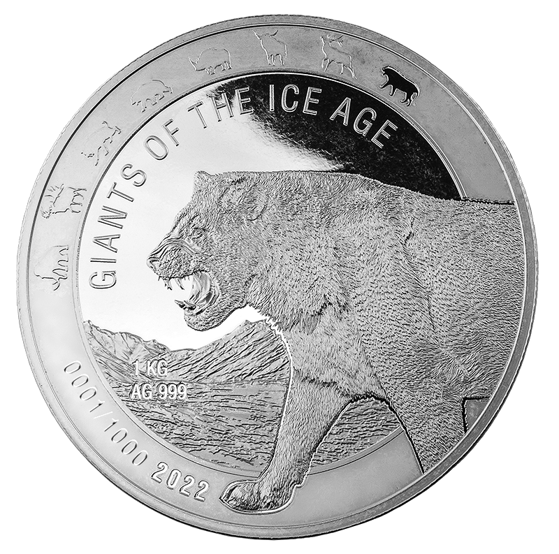 Giganten der Eiszeit - Höhlenlöwe 1 Kilo Silbermünze 2022 | differenzbesteuert