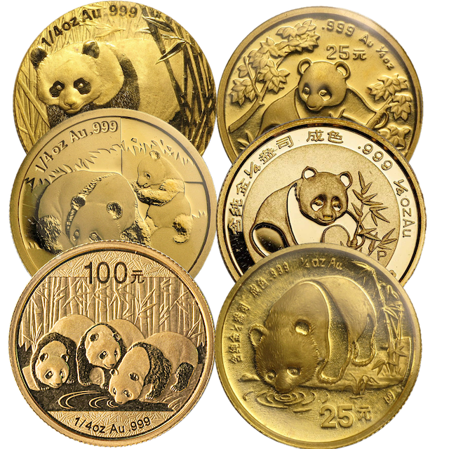 China Panda 1/4 Unze Goldmünze verschiedene Jahre