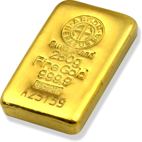 250 Gramm Goldbarren | Argor-Heraeus - gegossen