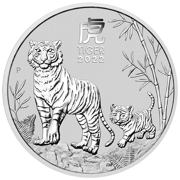 Lunar III Tiger 5 Unzen Silbermünze 2022 | differenzbesteuert