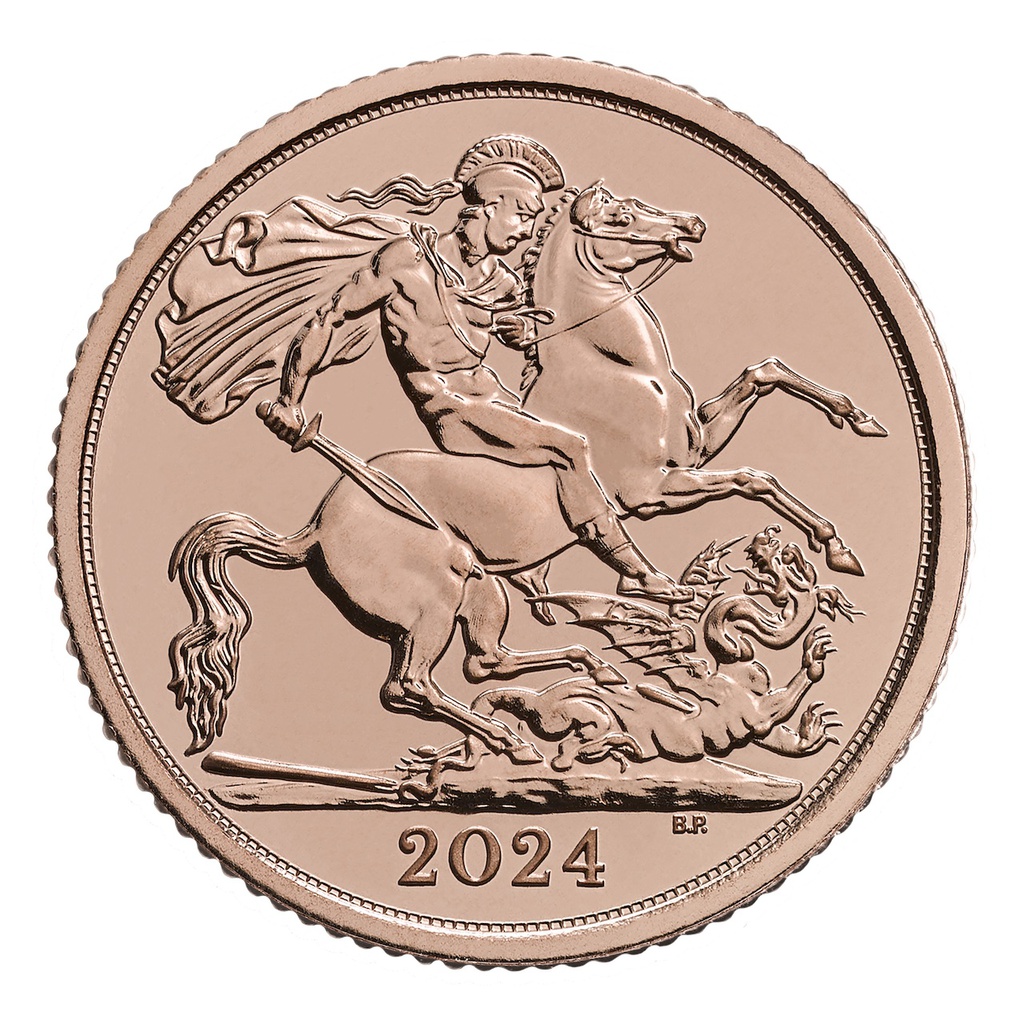 1/2 Pfund Sovereign Charles III Goldmünze 2024