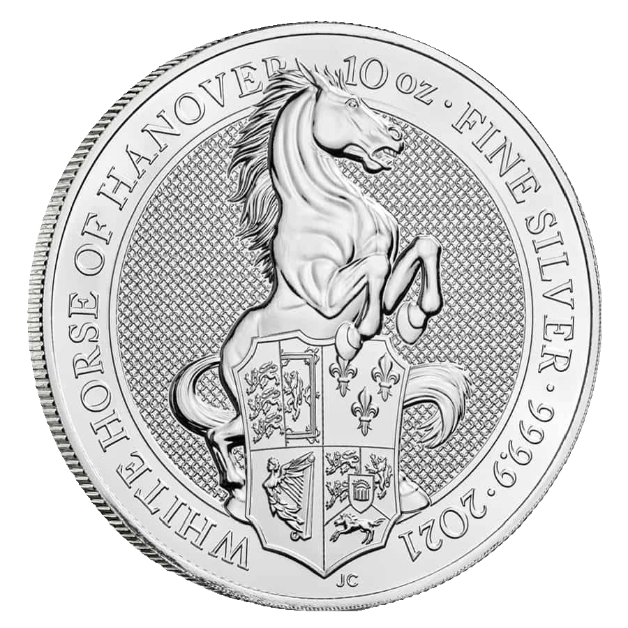 Queen's Beasts White Horse of Hanover 10 Unzen Silbermünze 2021 | differenzbesteuert