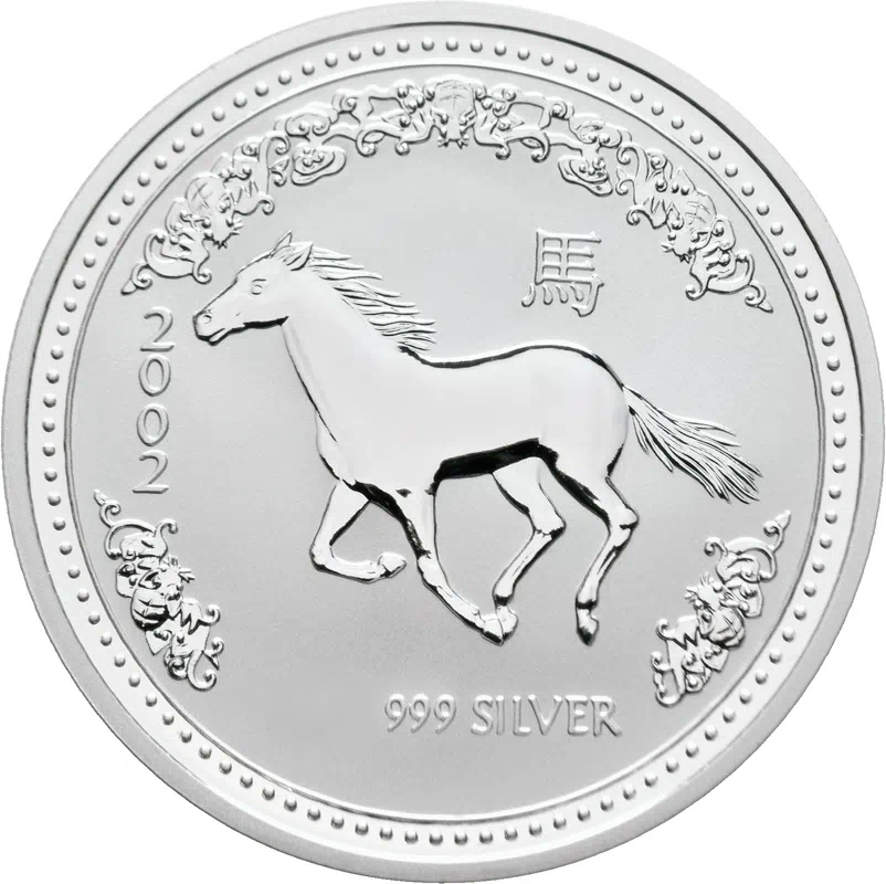 Lunar I Pferd 1 Unze Silbermünze 2002 | differenzbesteuert