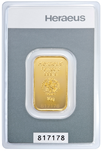 10 Gramm Goldbarren | Heraeus Kinebarren®