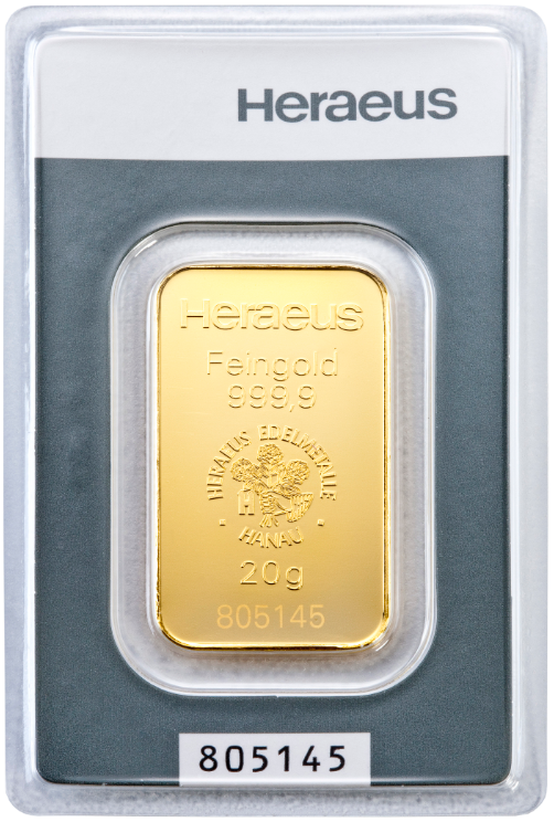 20 Gramm Goldbarren | Heraeus Kinebarren®