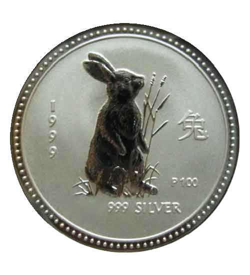 Lunar I Hase 2 Unzen Silbermünze 1999 | differenzbesteuert