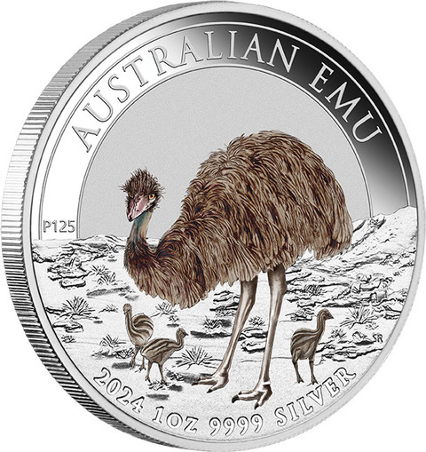 Australien Emu 1 Unze Silbermünze 2024 - coloriert | differenzbesteuert
