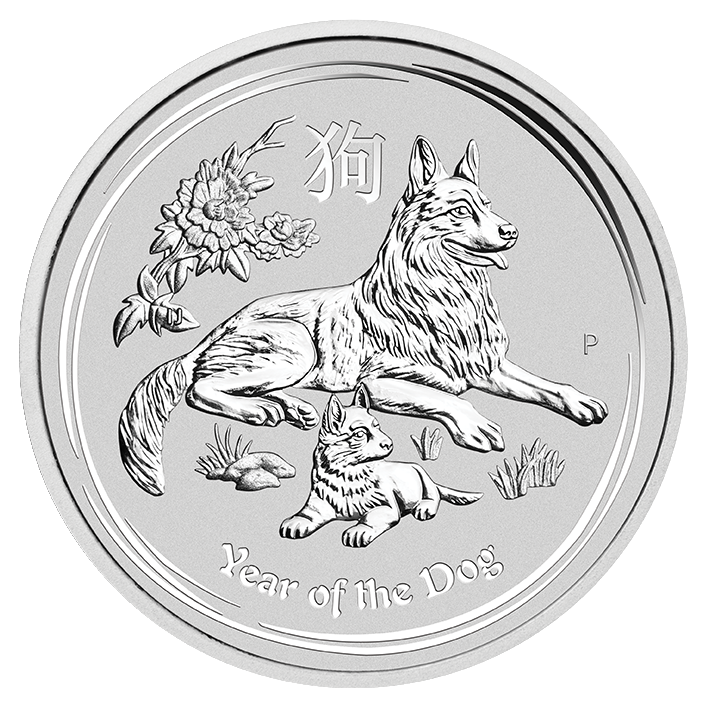 Lunar II Hund 1 Unze Silbermünze 2018 | differenzbesteuert