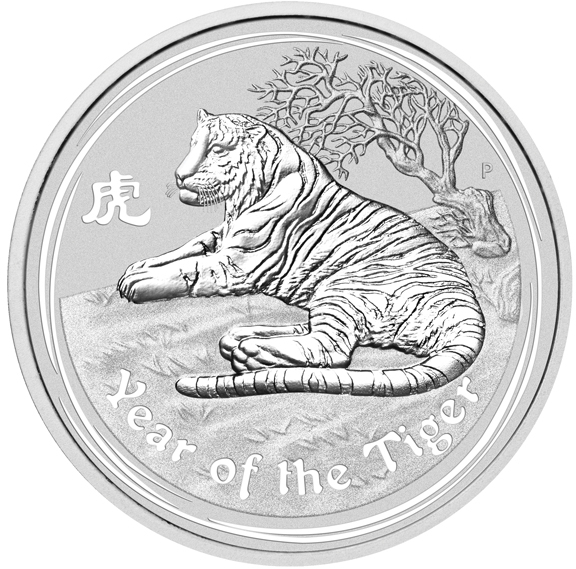 Lunar II Tiger 10 Unzen Silbermünze 2010 differenzbesteuert
