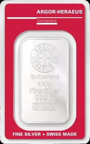 100 Gramm Silberbarren Argor Heraeus