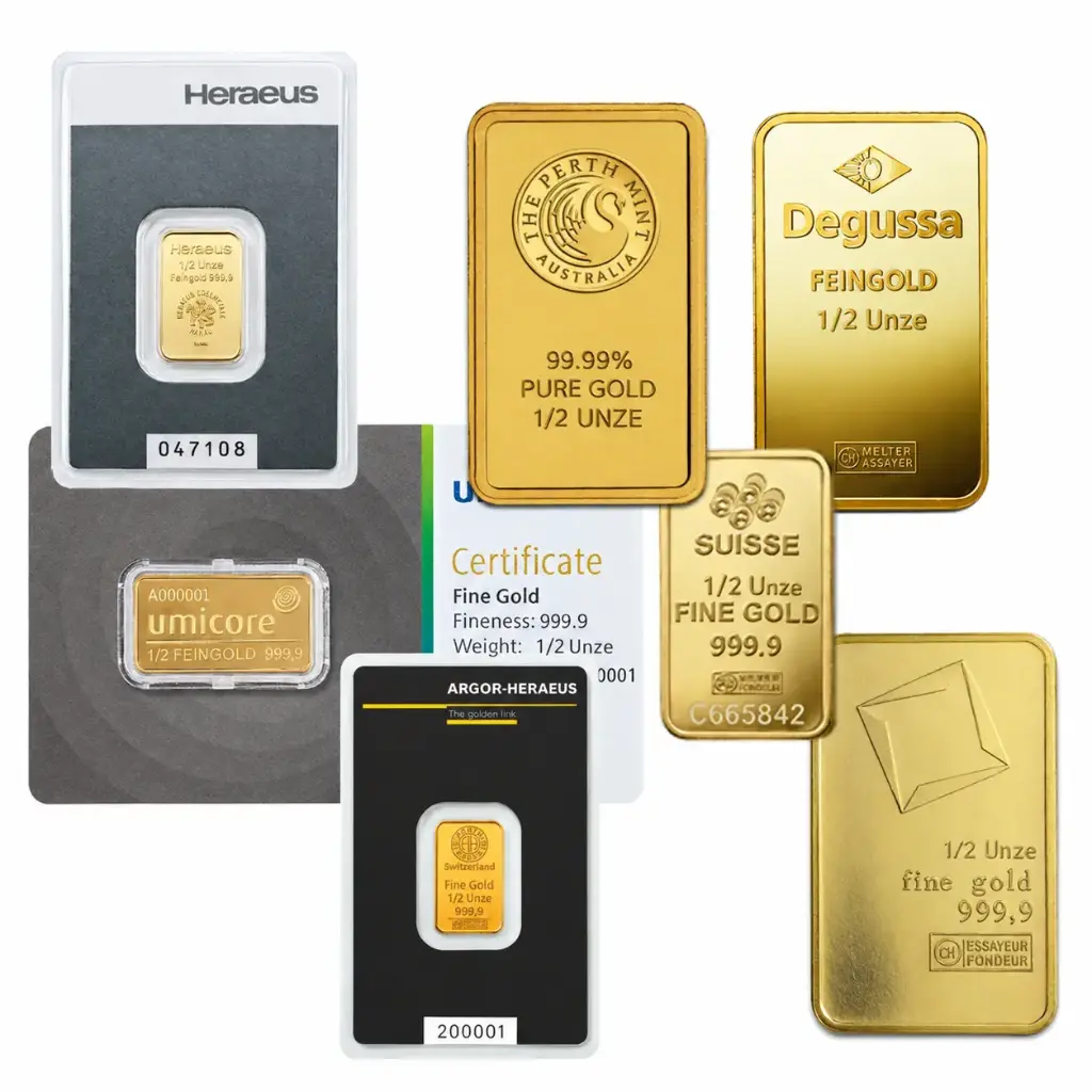 1/2 Unze Goldbarren | versch. Hersteller