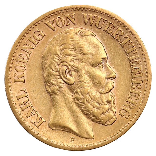 10 Mark König Karl Goldmünze | 1864-1891